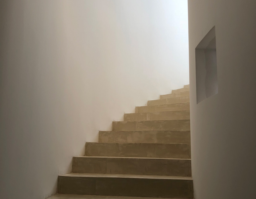 Microverlay®, low thickness concrete resin coating, gray finish. Private villa. Alcamo, Italy